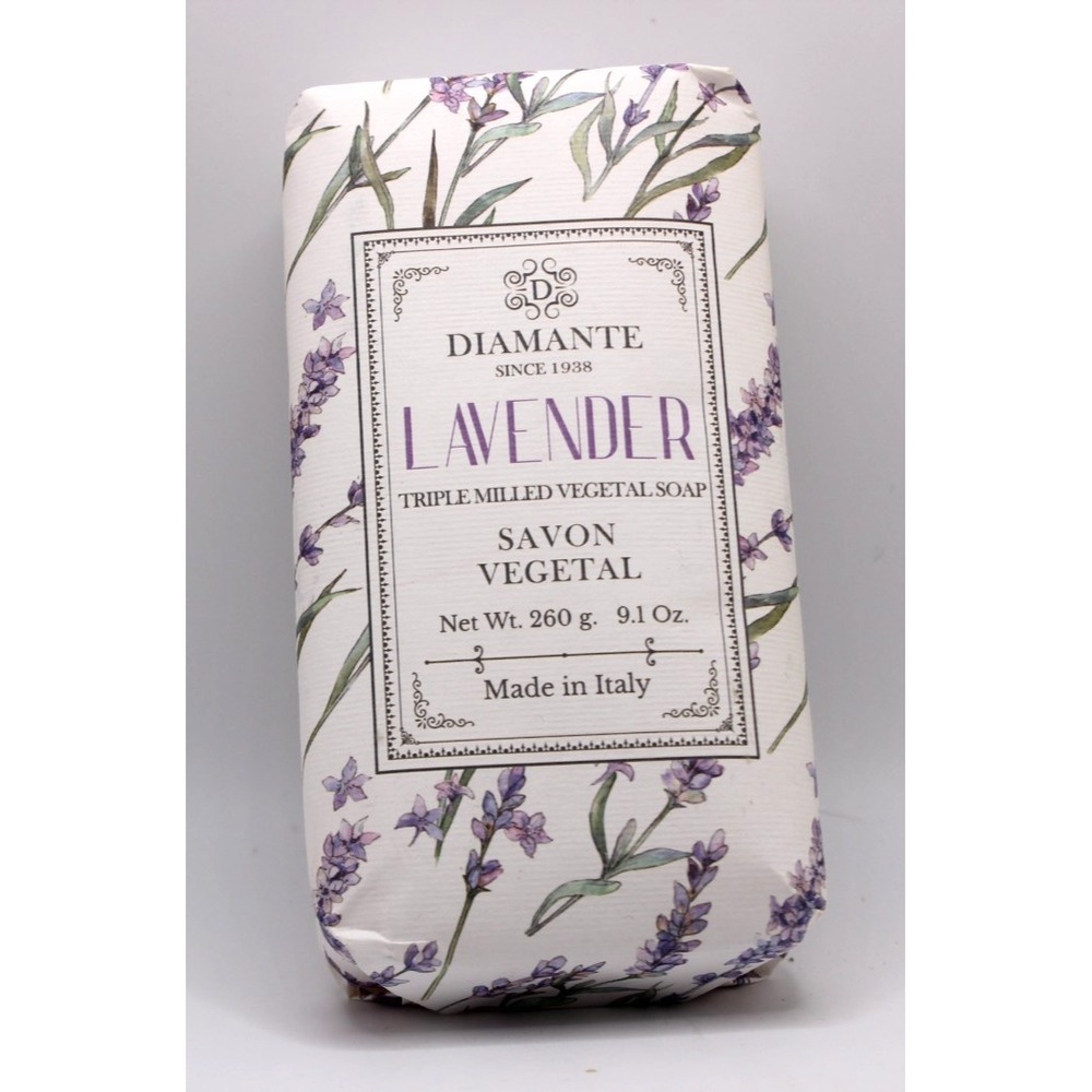Lavender Soap Diamante triple milled 9.1 oz (260 g) Italy New